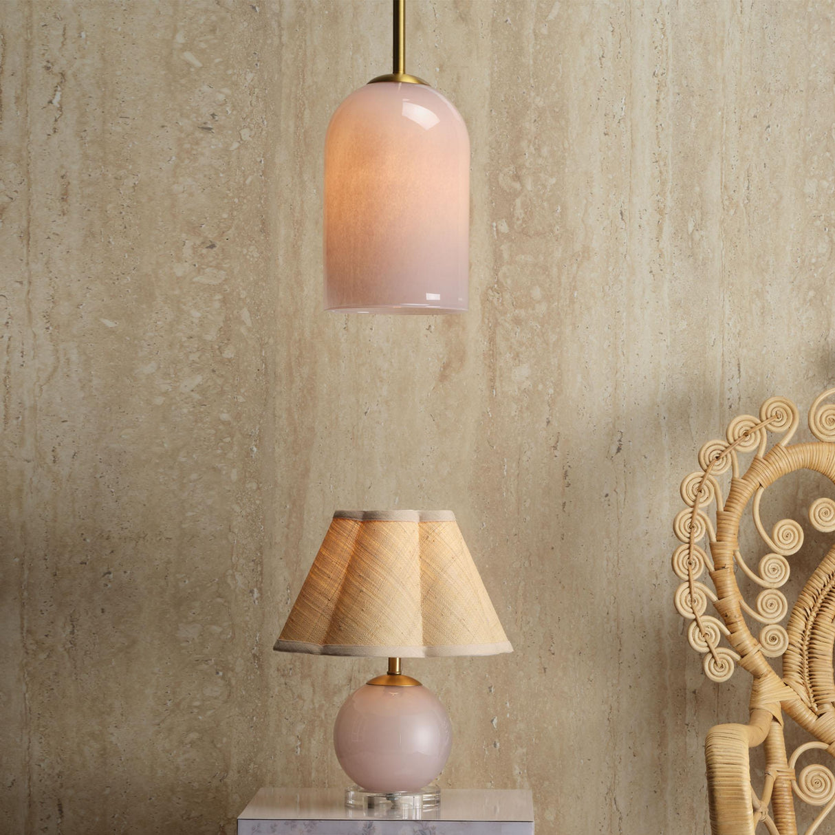 Jamie Young Holt 1-Light Glass Pendant, Pink