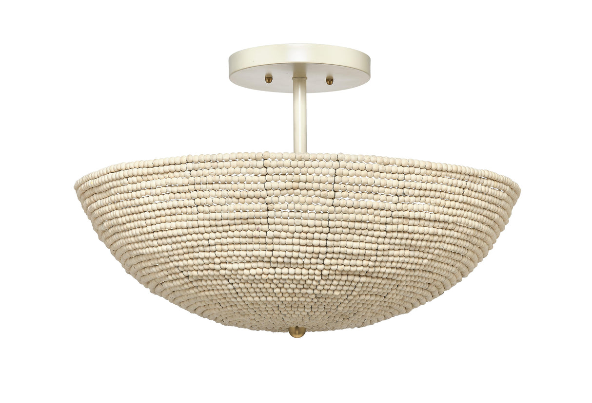 Jamie Young Tsunami Wood Beaded Semi Flush Mount