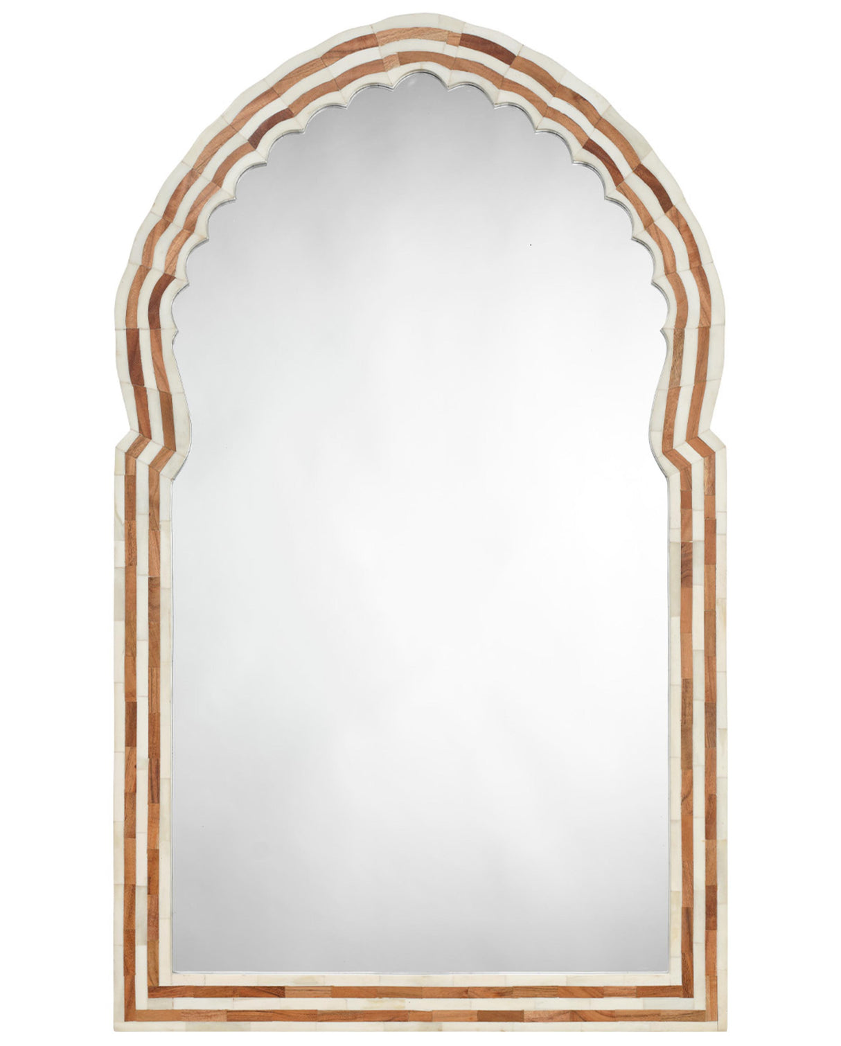 Jamie Young Bardot 60" Wood & Buffalo Bone Arch Wall Mirror