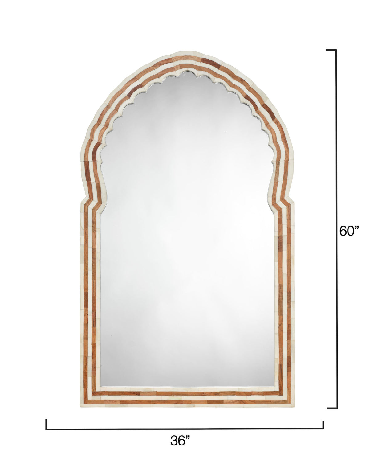Jamie Young Bardot 60" Wood & Buffalo Bone Arch Wall Mirror