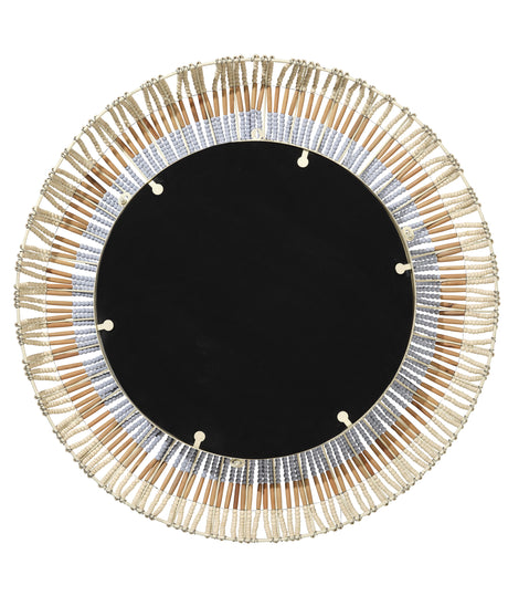 Jamie Young Native Beaded Round Wall Mirror