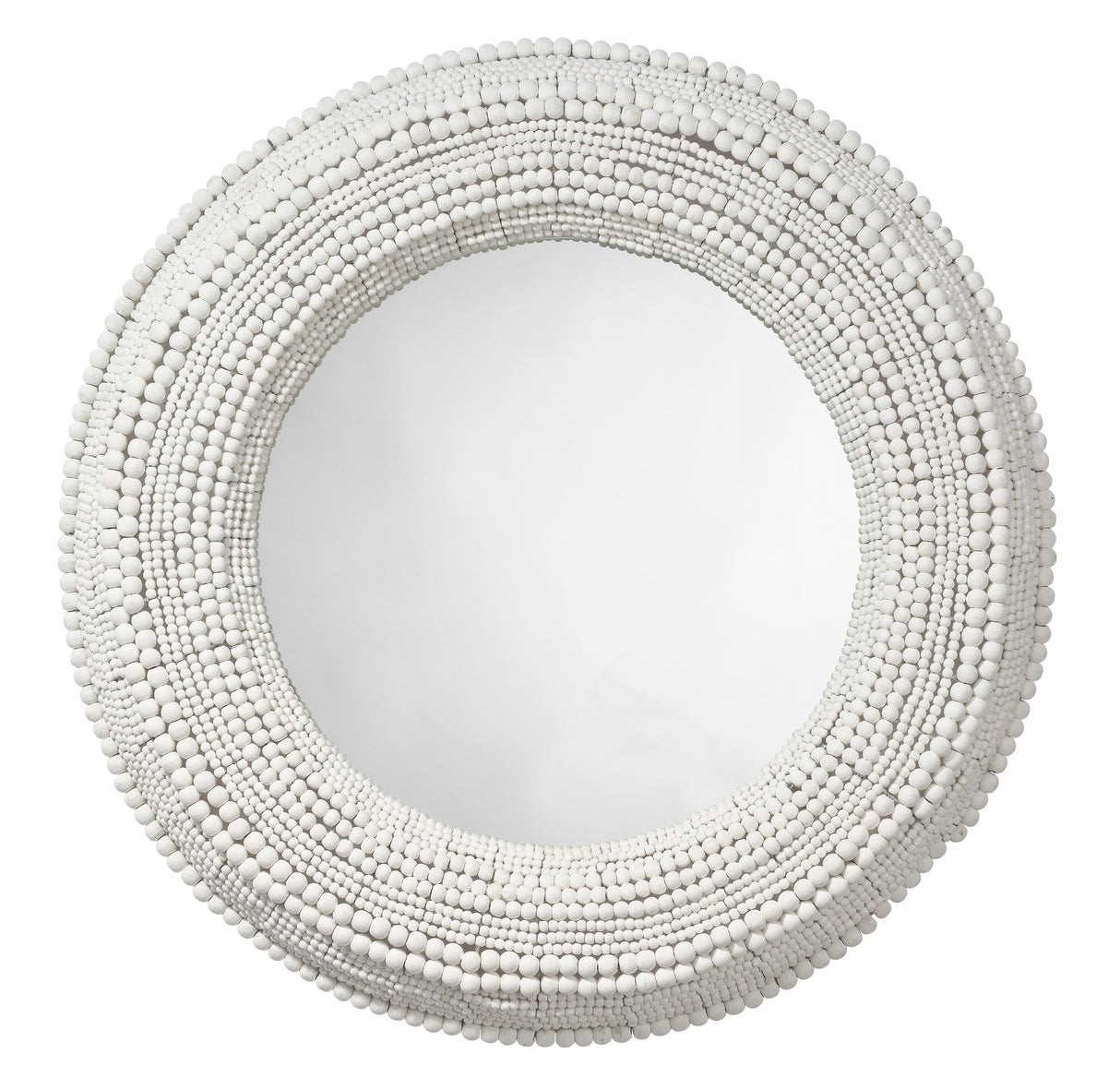 Jamie Young Strand Wood Beaded Round Wall Mirror, White
