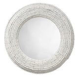 Jamie Young Strand Wood Beaded Round Wall Mirror, White