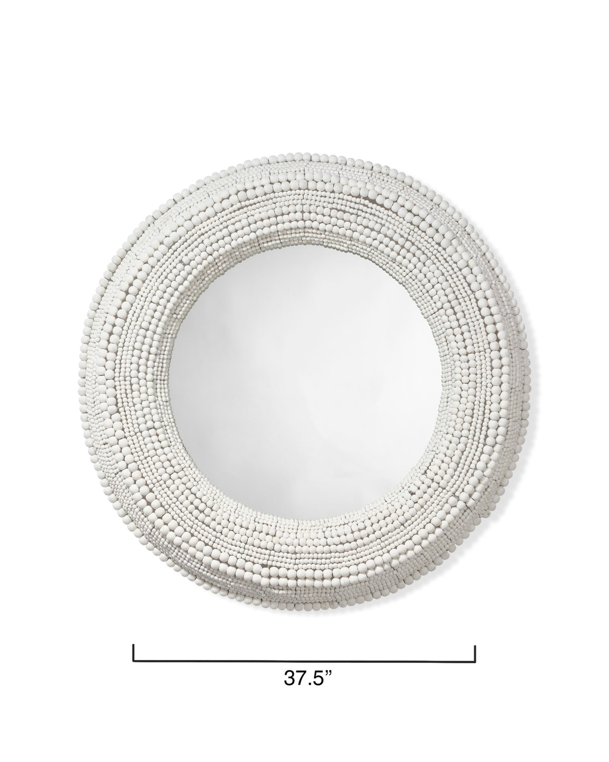 Jamie Young Strand Wood Beaded Round Wall Mirror, White