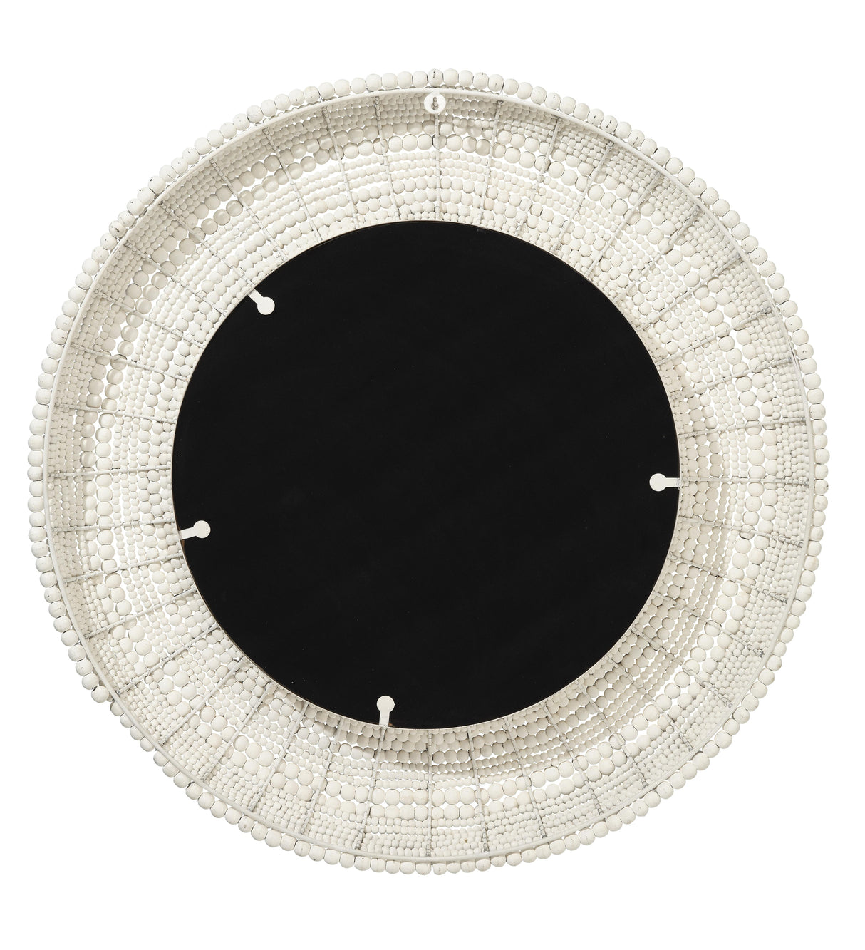 Jamie Young Strand Wood Beaded Round Wall Mirror, White