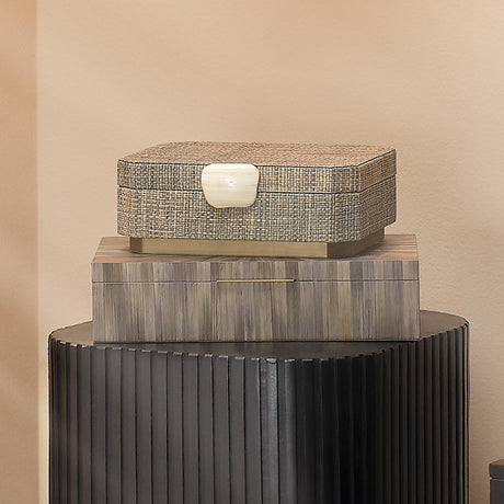 Jamie Young Eden Raffia Decorative Box, Grey