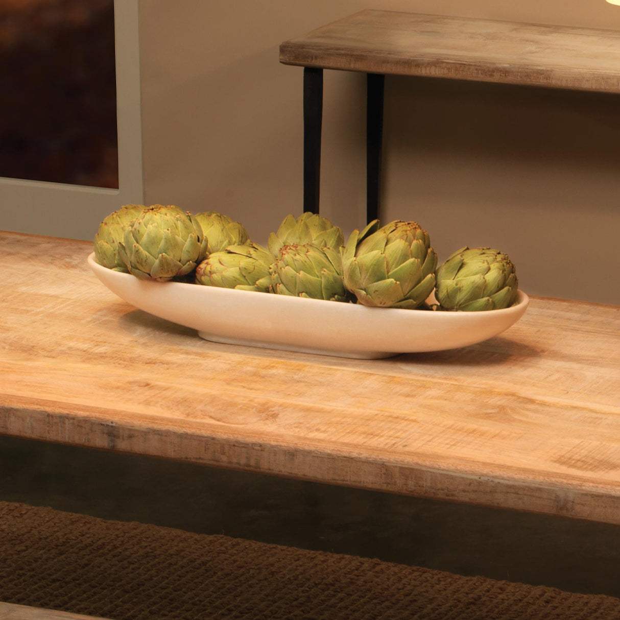 Jamie Young Long Oval Marble Bowl, White