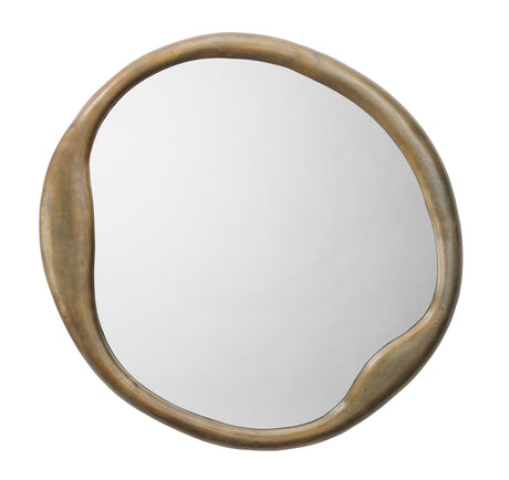 Jamie Young Organic Metal Round Wall Mirror, Antique Brass