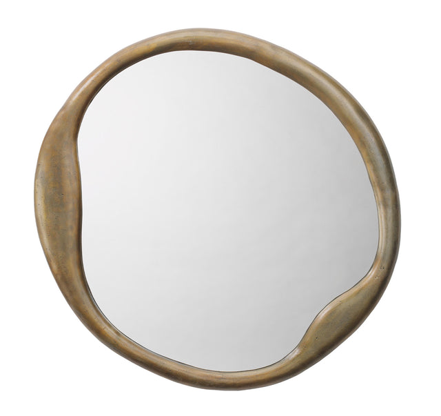 Jamie Young Organic Metal Round Wall Mirror, Antique Brass