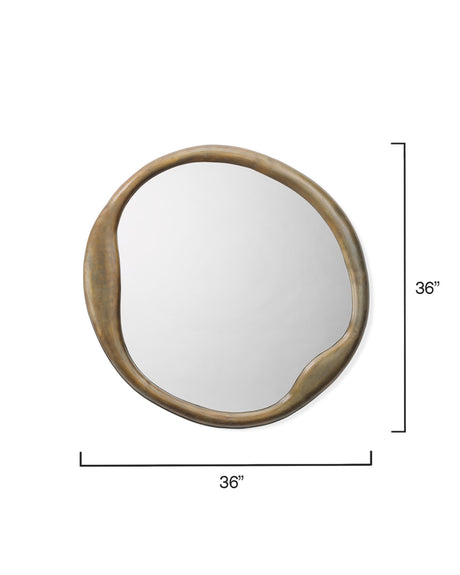 Jamie Young Organic Metal Round Wall Mirror, Antique Brass