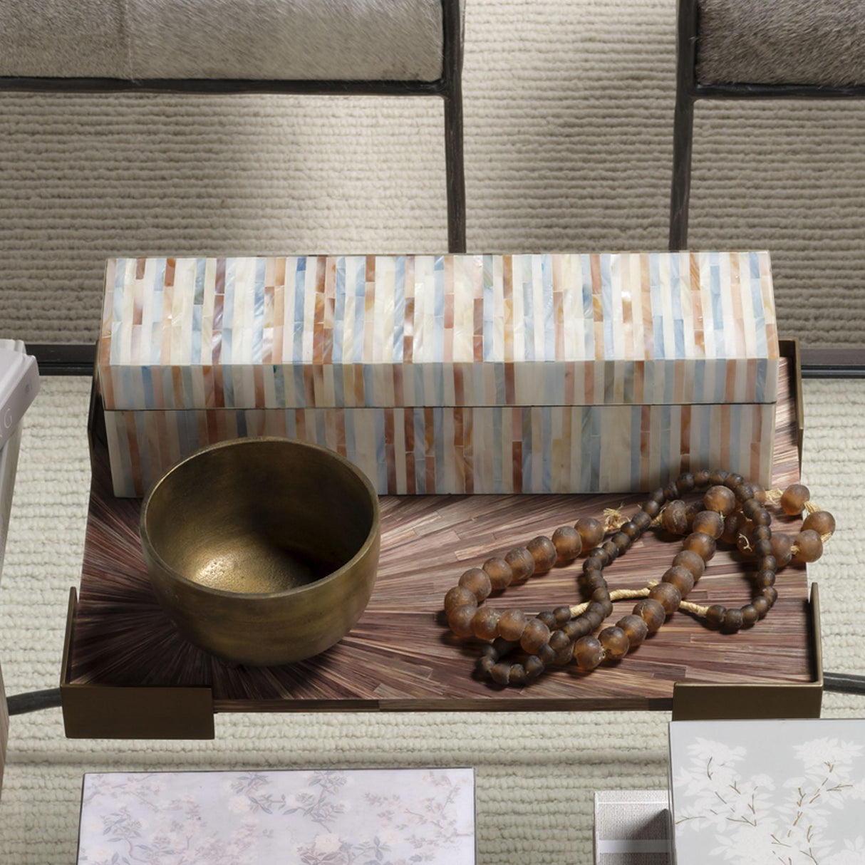 Jamie Young Roosevelt Blue Mother of Pearl Decorative Box, Large