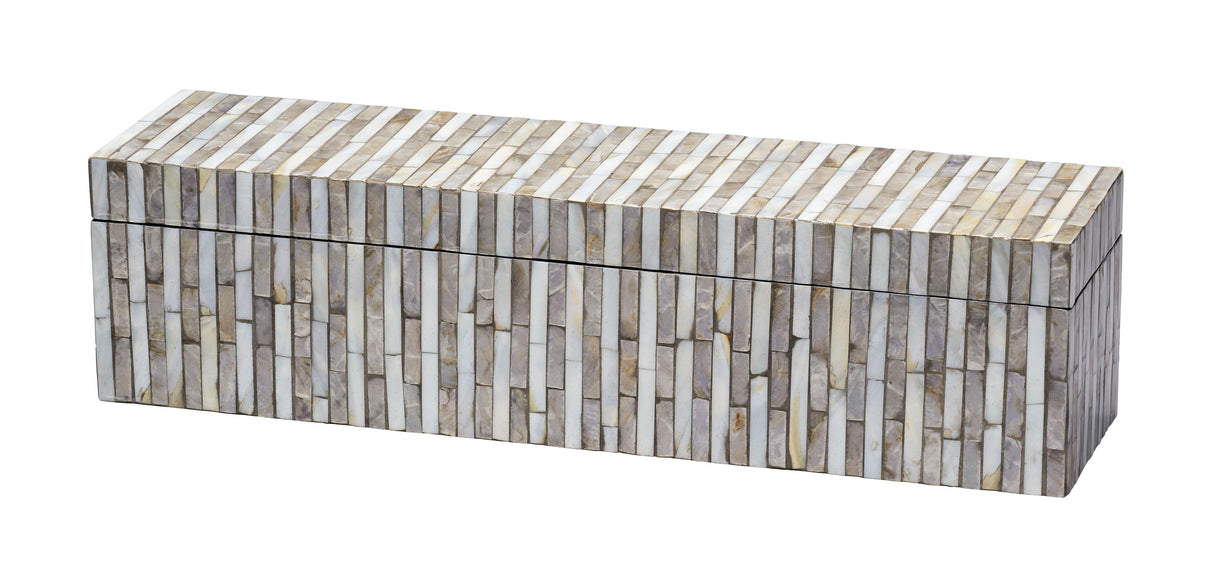 Jamie Young Roosevelt Grey Mother of Pearl Decorative Box, Large