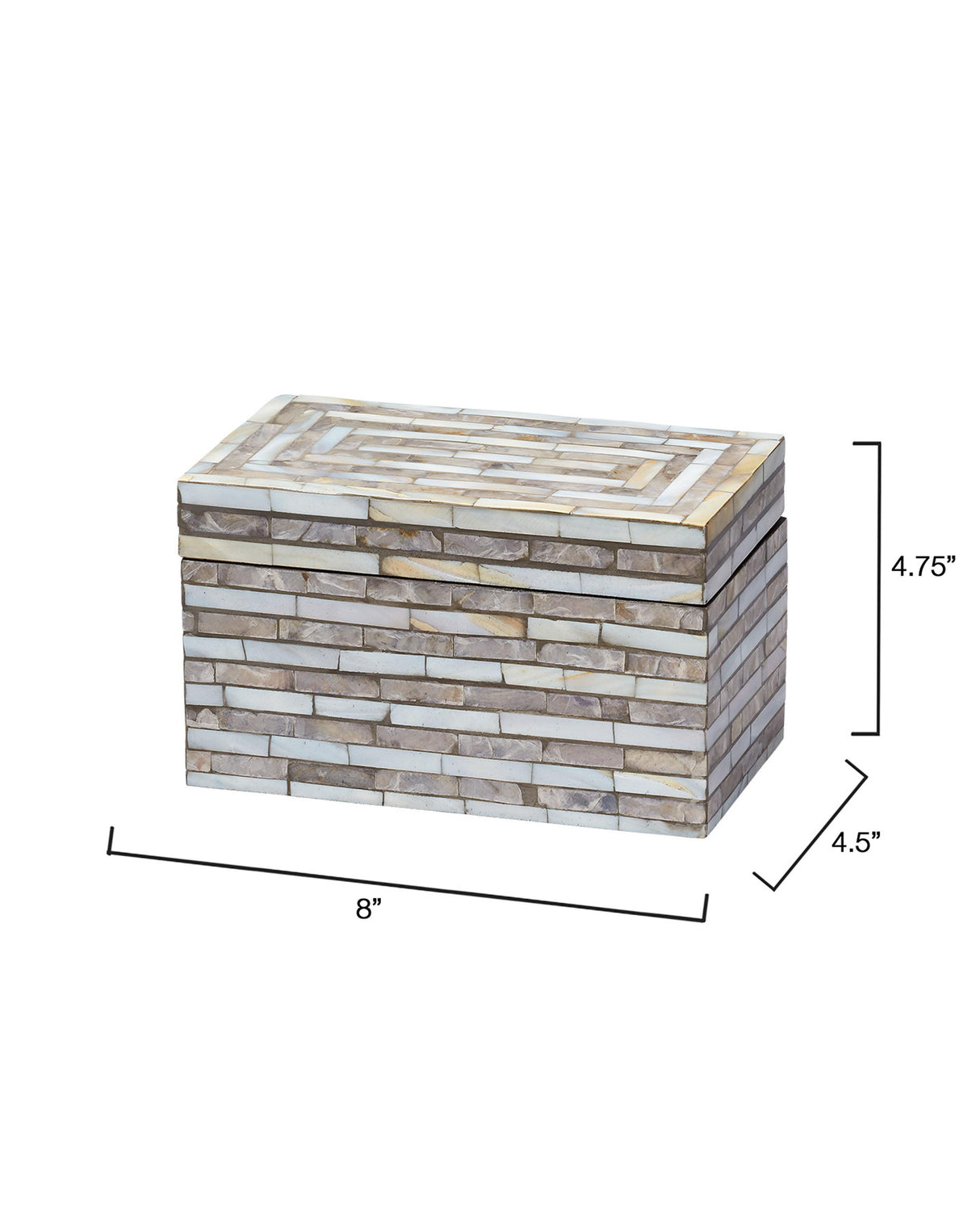 Jamie Young Roosevelt Grey Mother of Pearl Decorative Box, Small