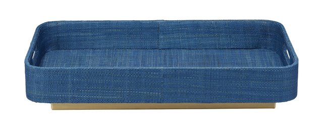 Jamie Young Utopia Footed Decorative Raffia Tray, Indigo