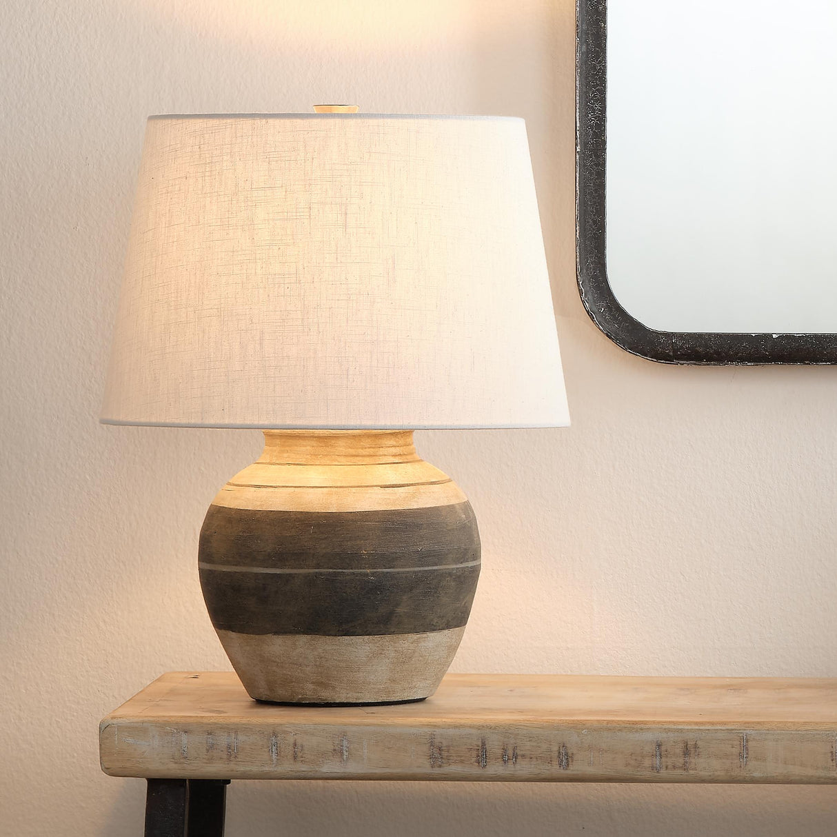 Jamie Young Bernard Ceramic Table Lamp with Linen Shade