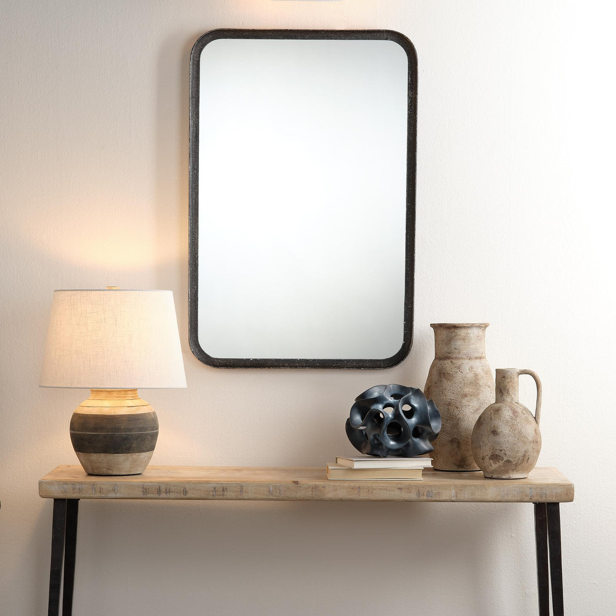 Jamie Young Bernard Ceramic Table Lamp with Linen Shade