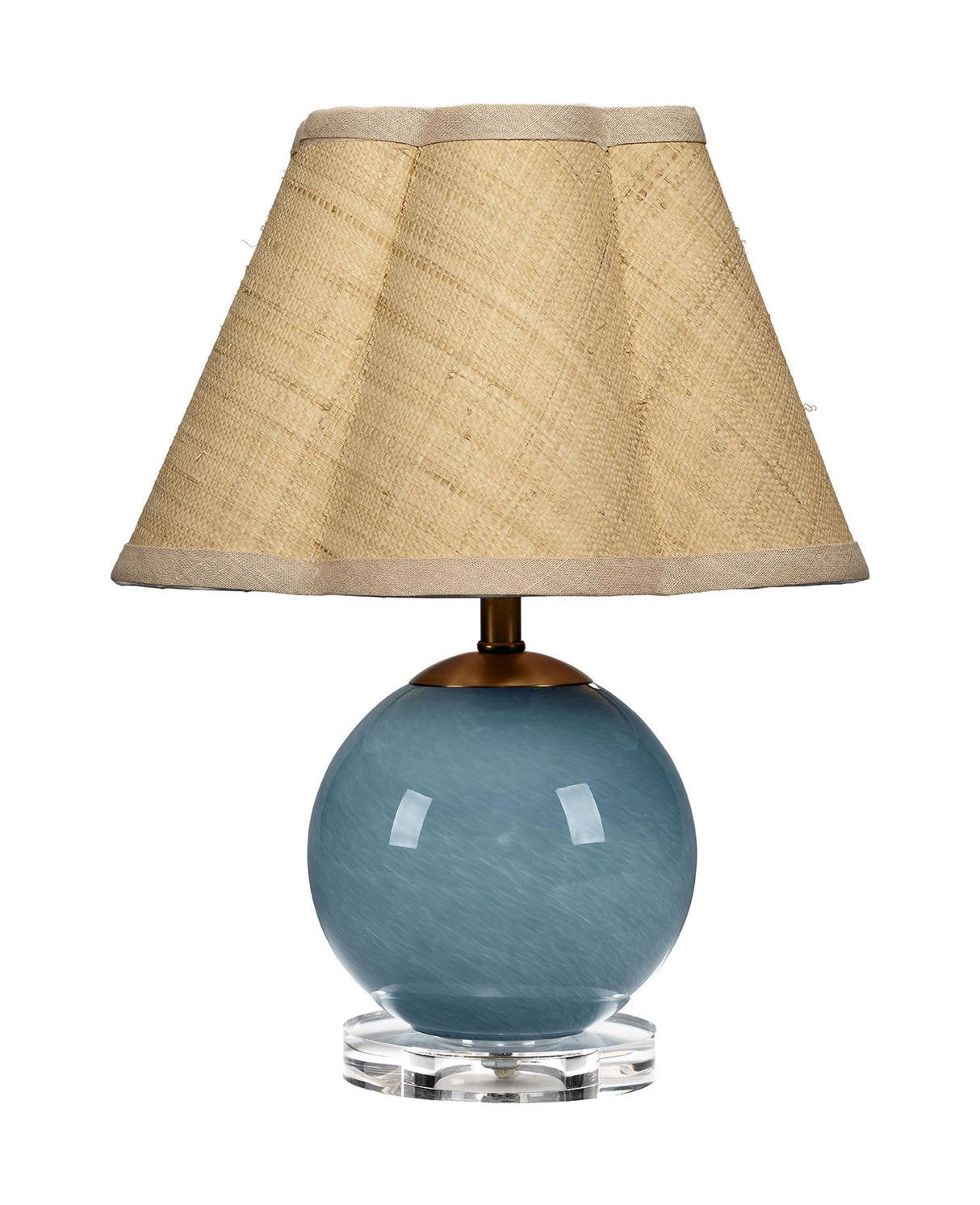 Jamie Young Dottie Blown Glass Table Lamp with Raffia Shade, Blue