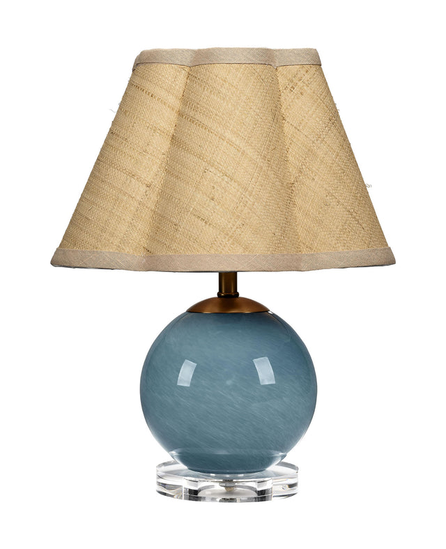 Jamie Young Dottie Blown Glass Table Lamp with Raffia Shade, Blue