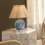 Jamie Young Dottie Blown Glass Table Lamp with Raffia Shade, Blue