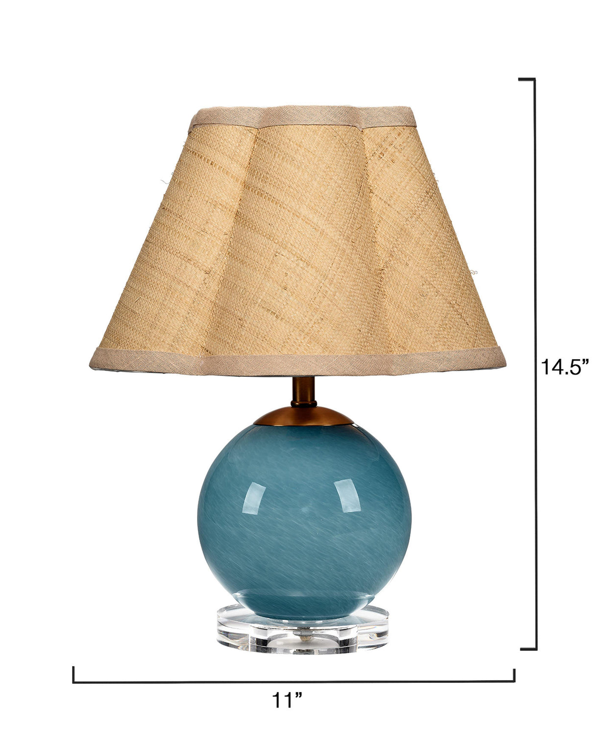 Jamie Young Dottie Blown Glass Table Lamp with Raffia Shade, Blue