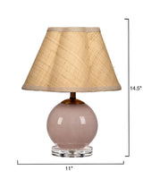 Jamie Young Dottie Blown Glass Table Lamp with Raffia Shade, Pink