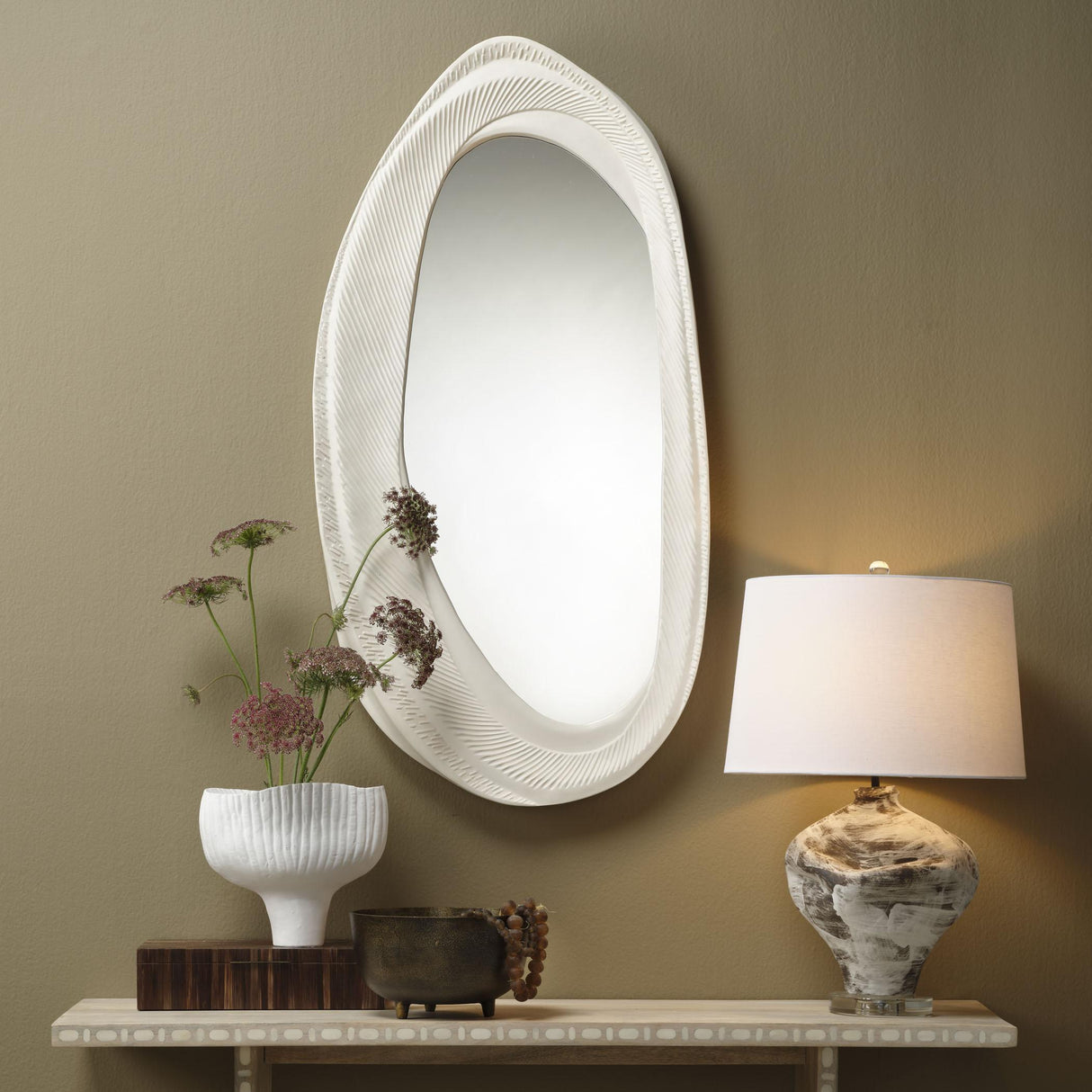 Jamie Young Maurice Ceramic Table Lamp with Linen Shade