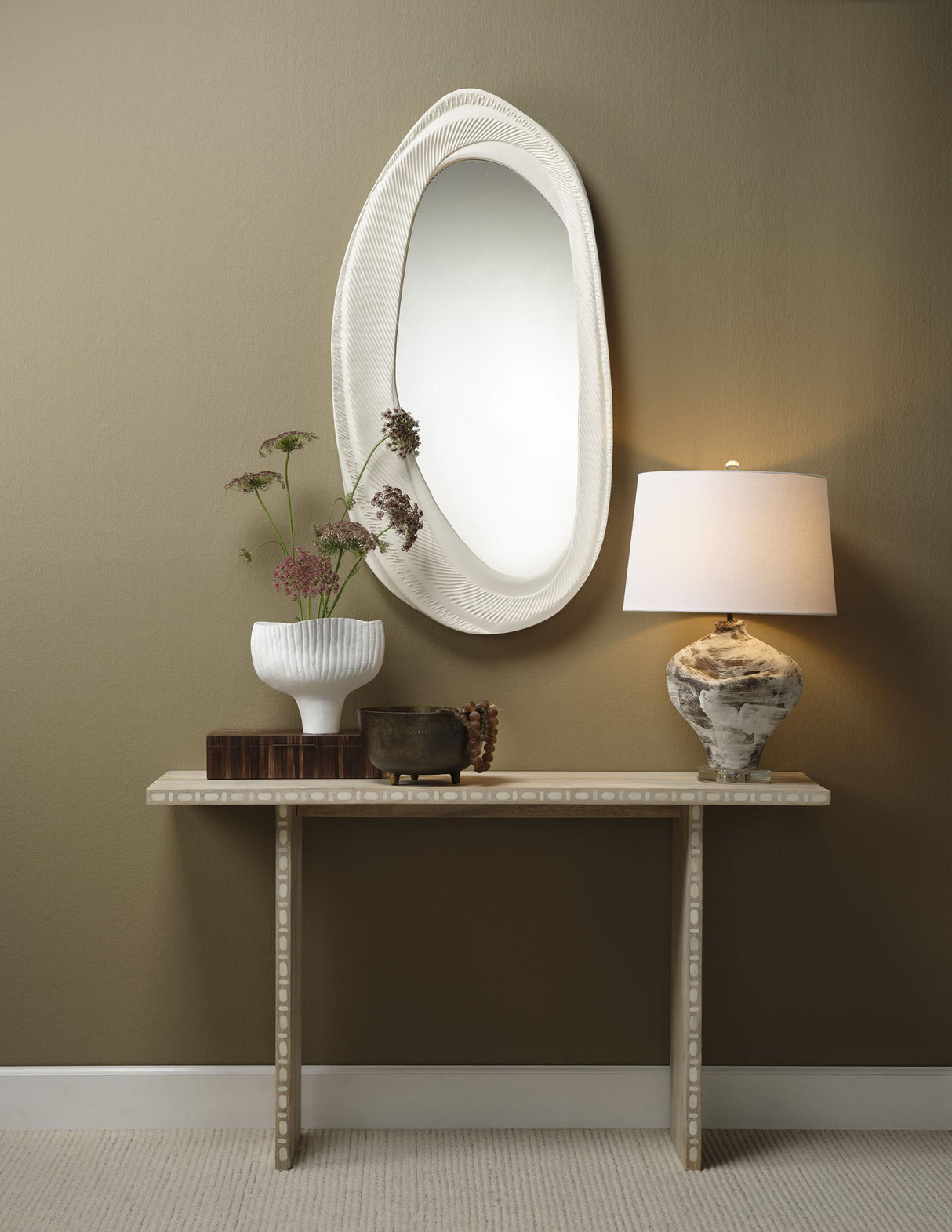 Jamie Young Maurice Ceramic Table Lamp with Linen Shade