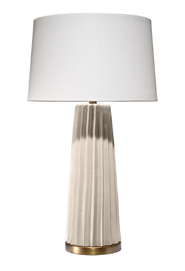 Jamie Young Pleated Ceramic Table Lamp with Linen Shade, Cream
