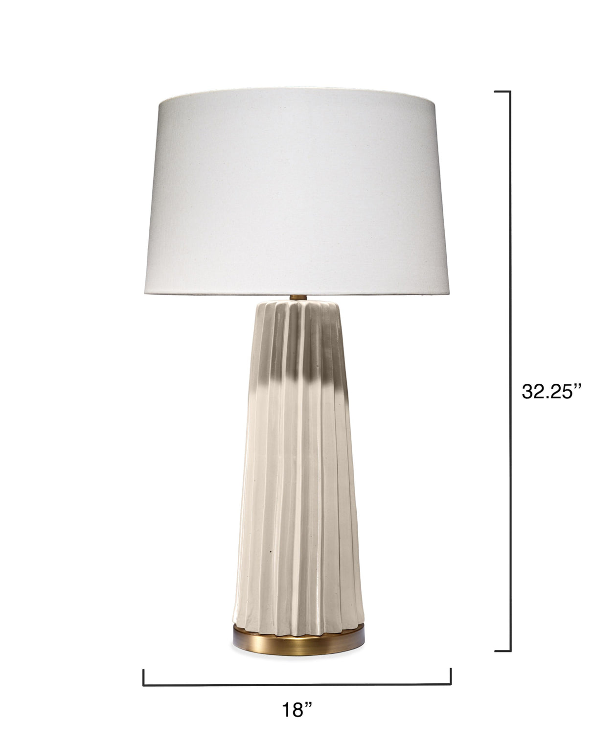 Jamie Young Pleated Ceramic Table Lamp with Linen Shade, Cream