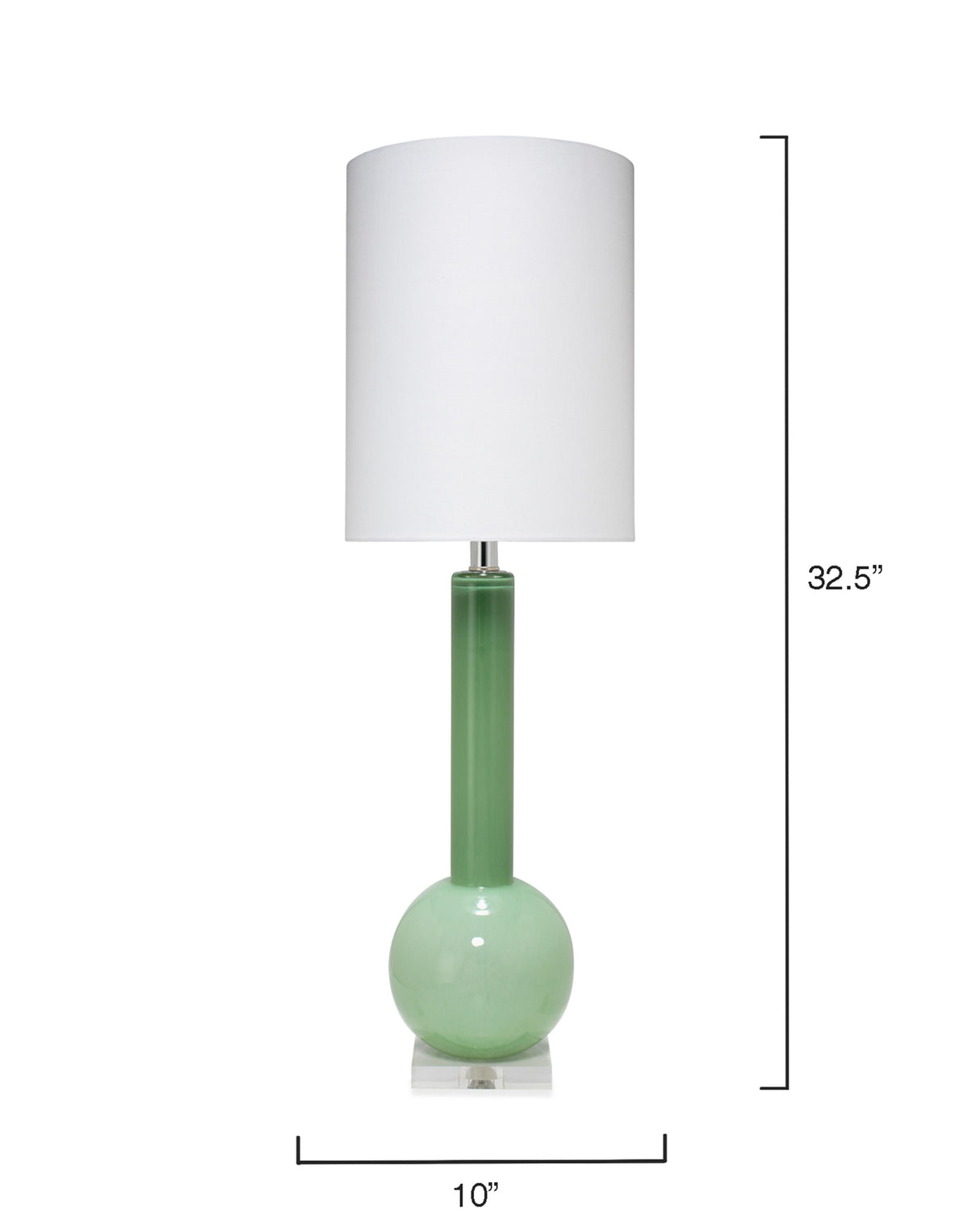 Jamie Young Studio Table Glass Lamp with Linen Shade, Green