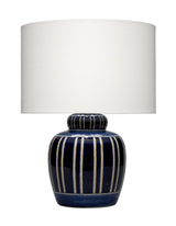 Jamie Young Arthur Ceramic Table Lamp with Linen Shade, Navy Blue