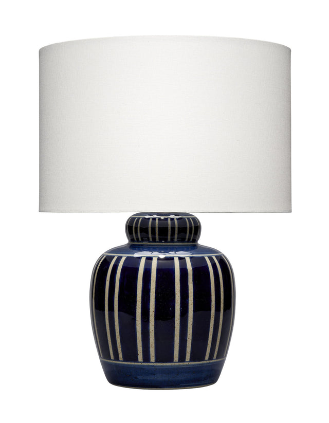 Jamie Young Arthur Ceramic Table Lamp with Linen Shade, Navy Blue