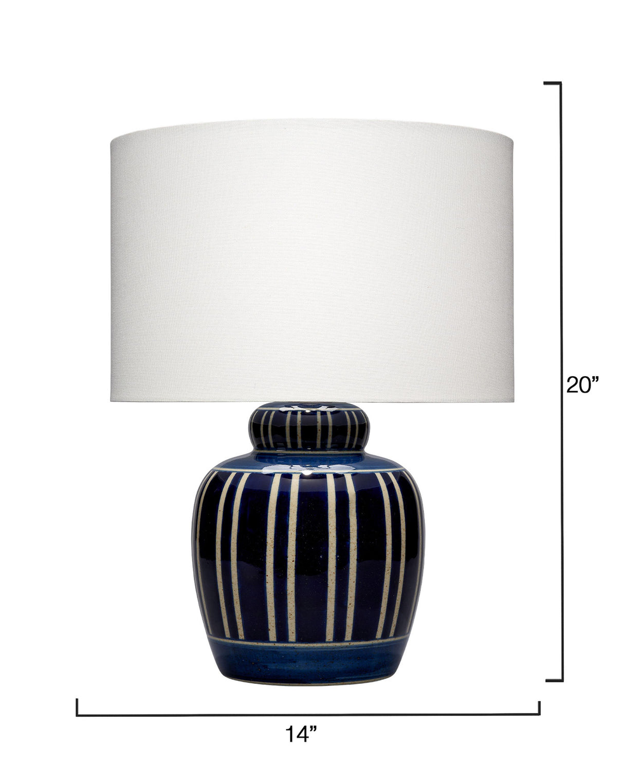 Jamie Young Arthur Ceramic Table Lamp with Linen Shade, Navy Blue