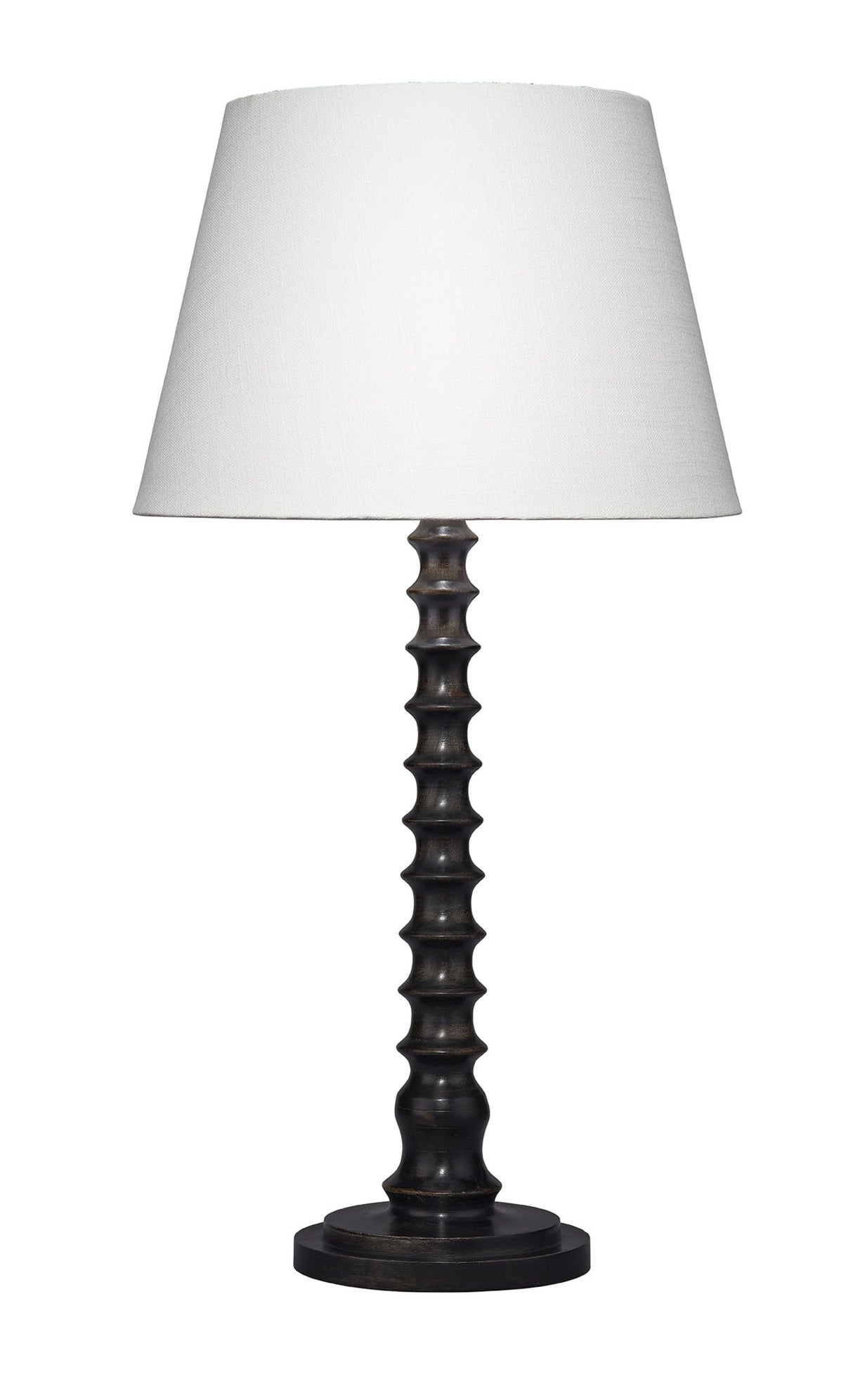 Jamie Young Revolution Wood Table Lamp with Linen Shade, Black