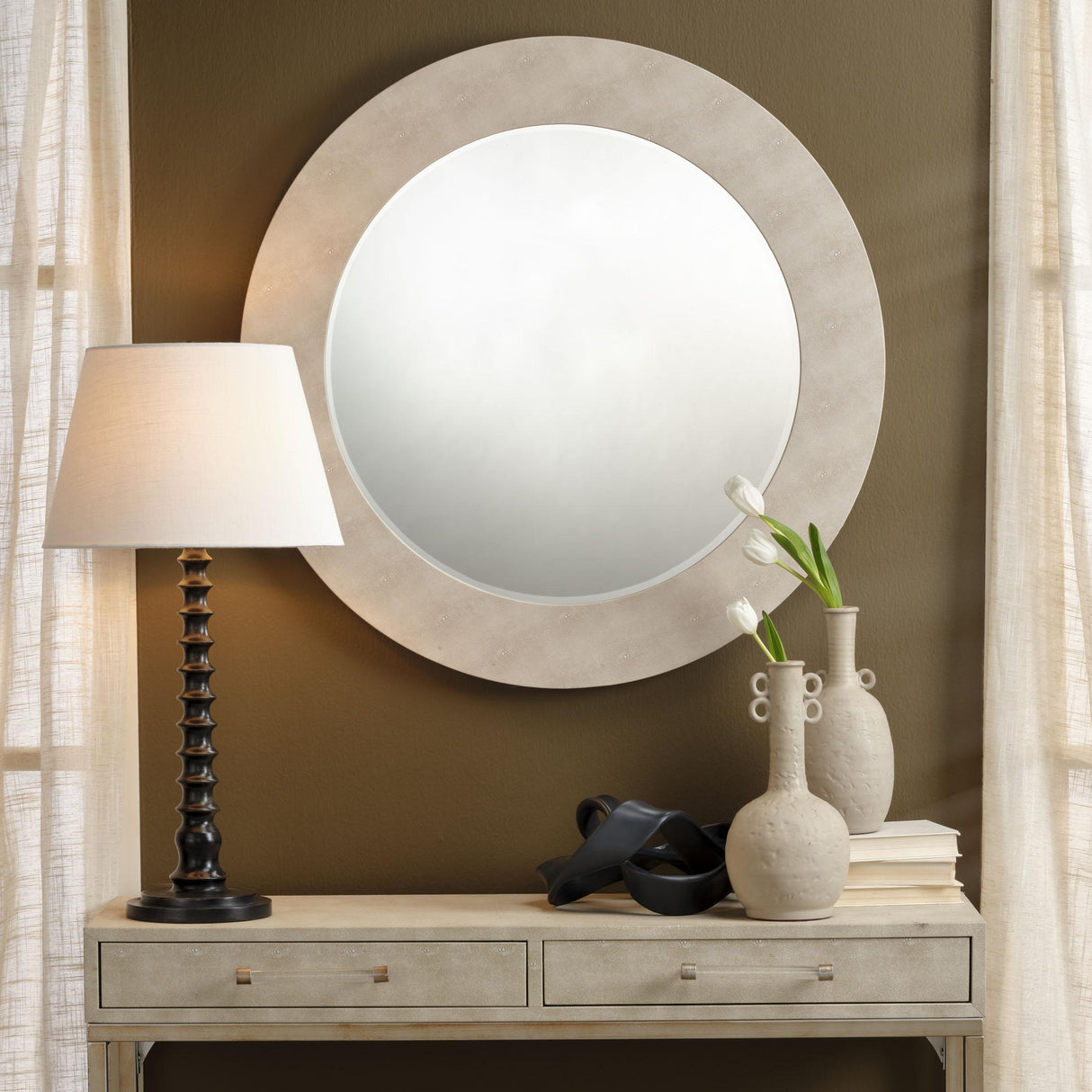 Jamie Young Revolution Wood Table Lamp with Linen Shade, Black