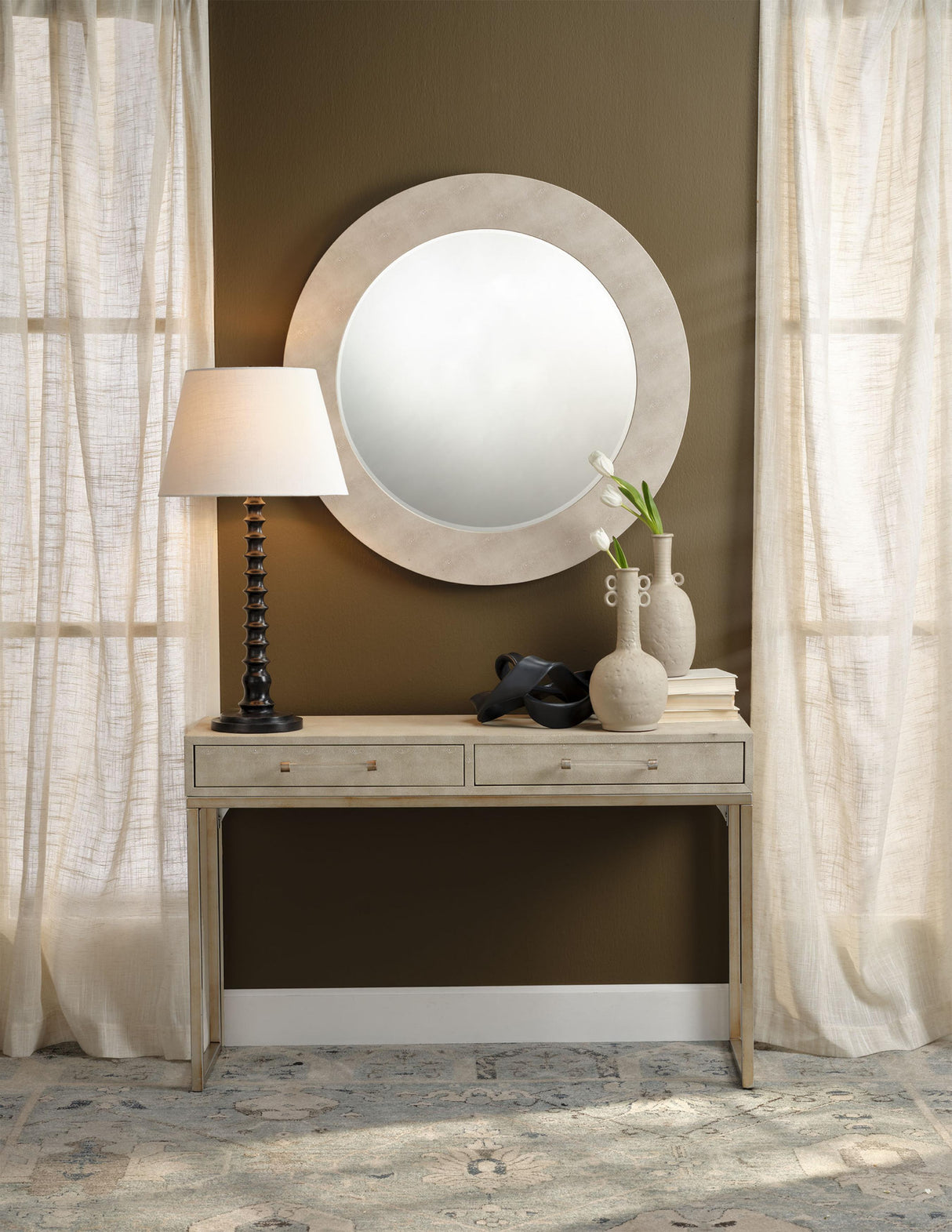 Jamie Young Revolution Wood Table Lamp with Linen Shade, Black