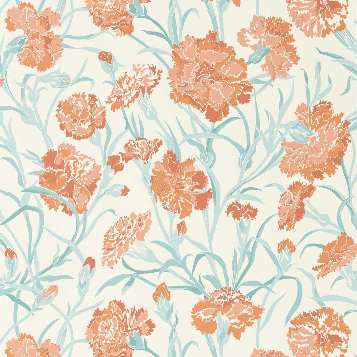 Harlequin Fleur de Joie Paprika/Aqua/Soft Focus Wallpaper