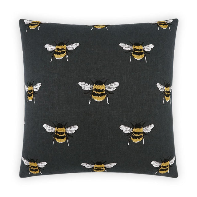 D.V. Kap Home Busy Bee Charcoal 24" x 24" Pillow Cover