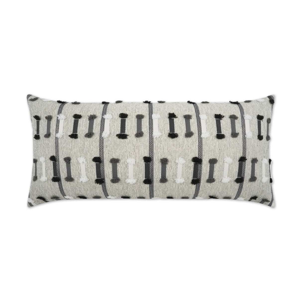 D.V. Kap Home Tassel Stripe Lumbar Grey 12" x 24" Pillow Cover