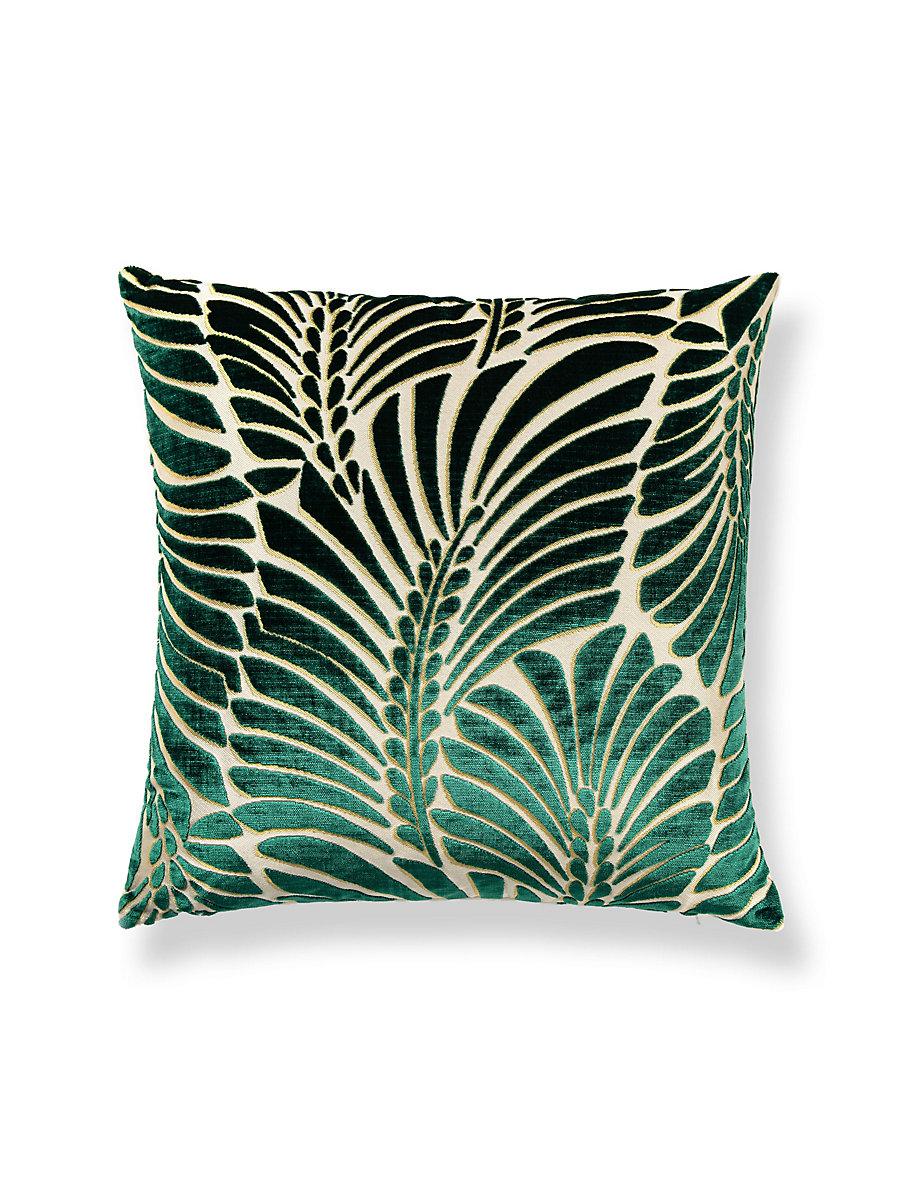 Scalamandre Plumes / Velvet 22 X 22 - Viridian / Beige Decorative Pillow