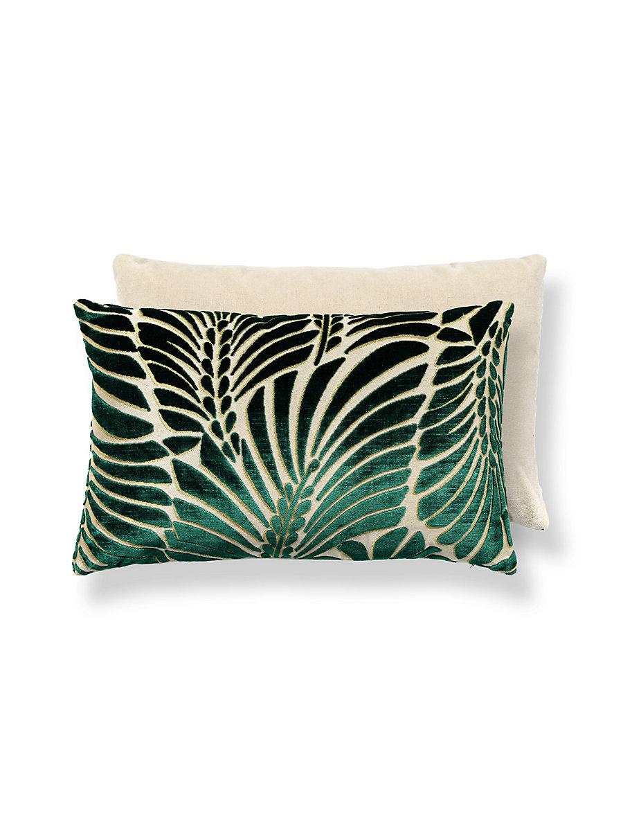Scalamandre Plumes / Velvet 14 X 22 - Viridian / Beige Decorative Pillow