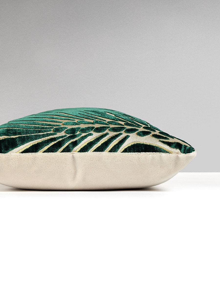 Scalamandre Plumes / Velvet 14 X 22 - Viridian / Beige Decorative Pillow