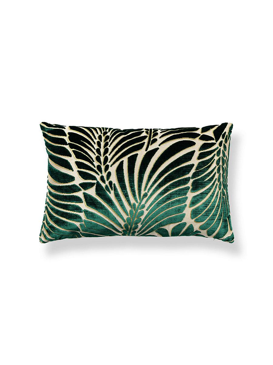 Scalamandre Plumes / Velvet 14 X 22 - Viridian / Beige Decorative Pillow
