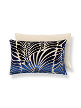 Scalamandre Plumes / Velvet 14 X 22 - Sapphire / Beige Decorative Pillow