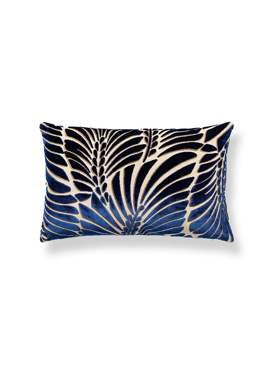 Scalamandre Plumes / Velvet 14 X 22 - Sapphire / Beige Decorative Pillow