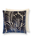 Scalamandre Plumes / Velvet 22 X 22 - Sapphire / Beige Decorative Pillow