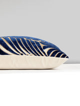 Scalamandre Plumes / Velvet 22 X 22 - Sapphire / Beige Decorative Pillow