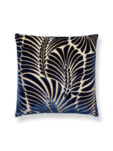 Scalamandre Plumes / Velvet 22 X 22 - Sapphire / Beige Decorative Pillow