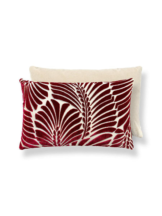 Scalamandre Plumes / Velvet 14 X 22 - Cerise / Beige Decorative Pillow