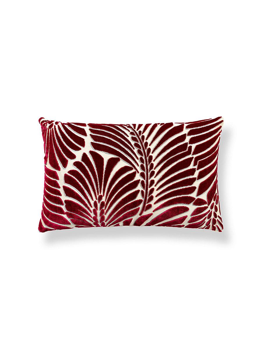 Scalamandre Plumes / Velvet 14 X 22 - Cerise / Beige Decorative Pillow